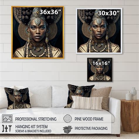 Designart Tribal African Woman Ii African American Framed Canvas Wall Art Print Bed Bath