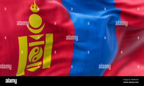 Close Up View Of The Haiti National Flag Waving In The Wind Stock Photo