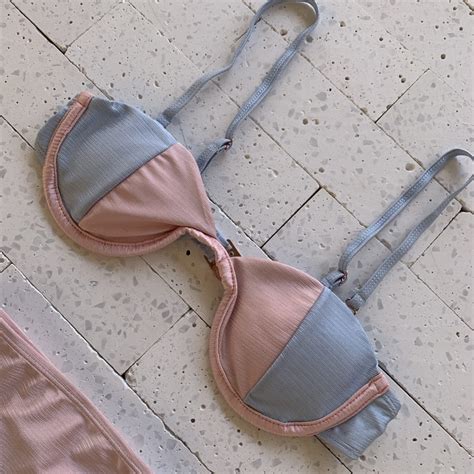 Biquíni Hot Pants Top Aro Bicolor Azul e Rosê Dondoca Moda Feminina