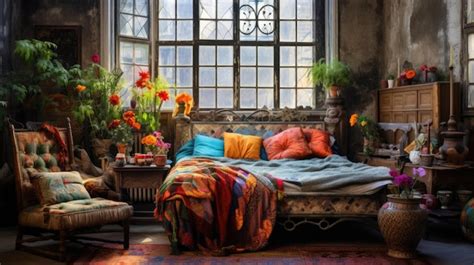 Premium AI Image | Boho Style Home Interior Cozy House with Bohemian Bedroom Antique Accessories ...