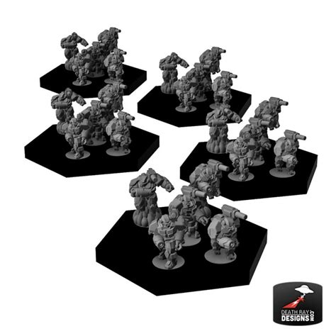 Solar Shift Silverback Power Armor W Cannons 5 Pack Death Ray Designs Tabletop Miniatures