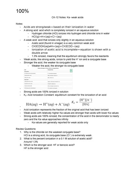 Ka Values And Acids