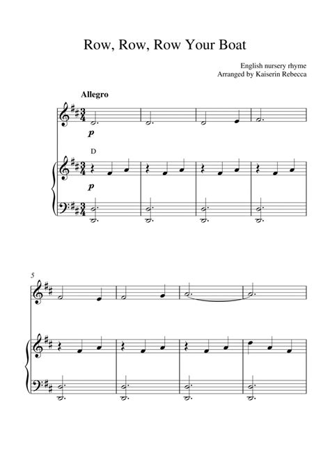 Row Row Row Your Boat For Violin Solo And Piano Accompaniment Arr