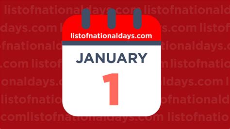 JANUARY 1ST: National Holidays,Observances & Famous Birthdays