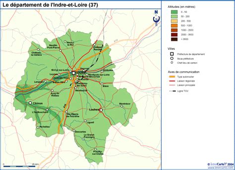 Carte géographique touristique et plan de l Indre et Loire 37 Tours