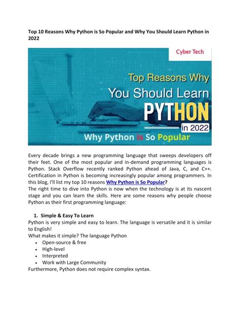 Ppt Top 10 Reasons Why Python Is So Popular And Why You Should Learn Python In 2022 Powerpoint