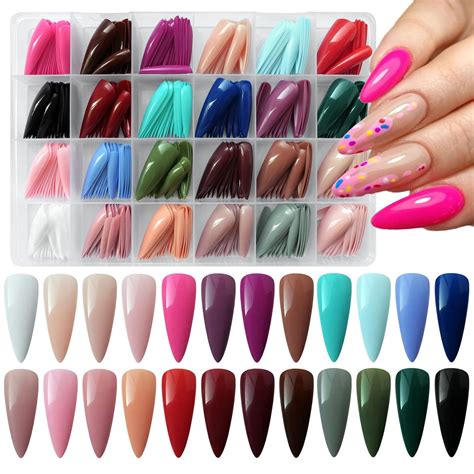 Amazon Addfavor Pcs Long Stiletto Press On Nails Solid