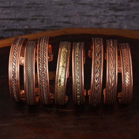 Set Of Pcs Tibetan Copper Bracelets Magnetic India Pattern Etsy