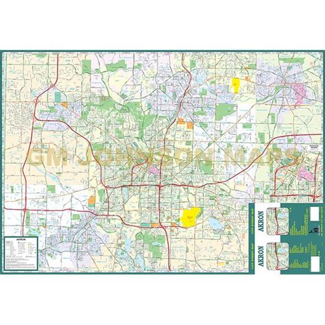 Akron Summit County Ohio Street Map Gm Johnson Maps