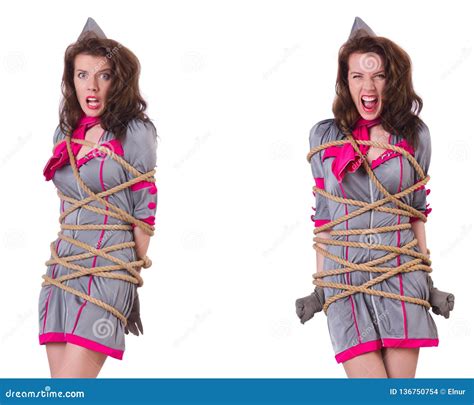 The Young Stewardess Tied Up with a Rope Stock Photo - Image of bound ...