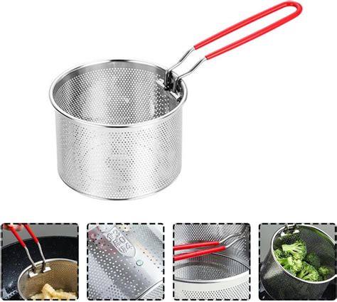 Stainless Steel Deep Fry Basket Round Wire Mesh French Chip Frying