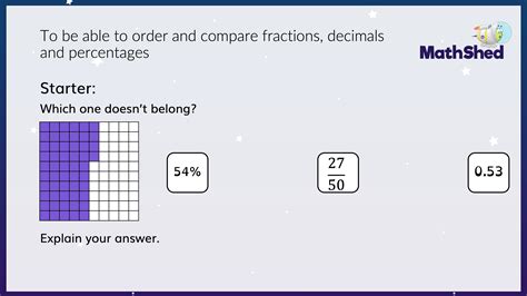 Mathshed Lesson 6 To Be Able To Order And Compare Fractions Decimals And Percentages 2022