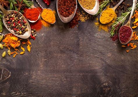 Traditional Indian Spices On Rusty Background Containing Paprika