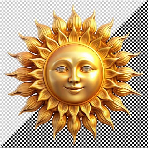 Sol Dourado Rosto Em Fundo Transparente Psd Premium