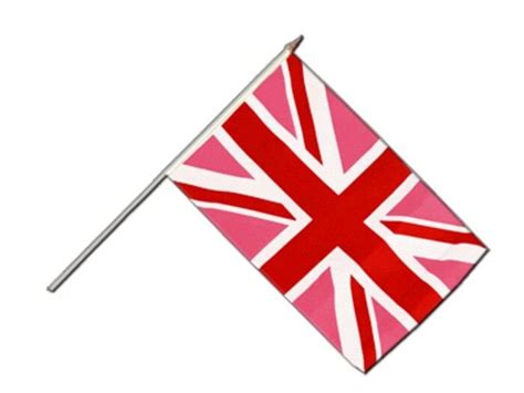 Gro Britannien Union Jack Pink Stockflagge Flaggen Fahnen Stockfahne