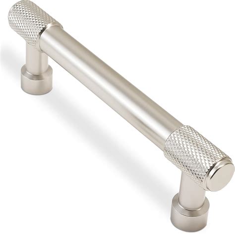 Povefonk 10 Pack 5 Inch128mm Brushed Satin Nickel Kitchen Cabinet Handles Knurled Cabinet