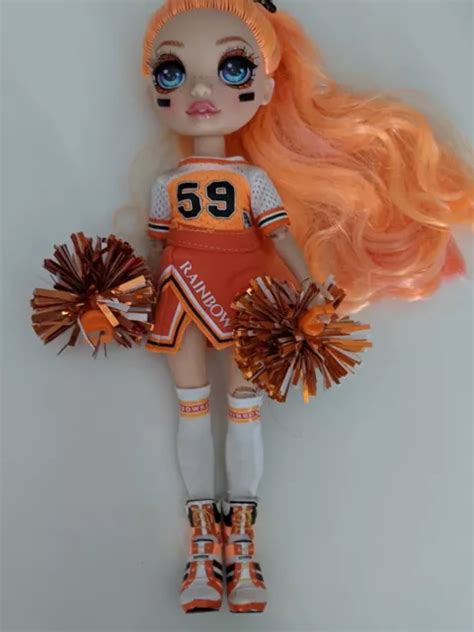 Rainbow High Cheer Poppy Rowan Orange Fashion Doll With Cheerleader