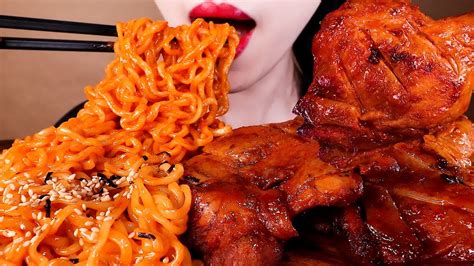 Asmr Fire Noodles Jamaican Tongdari Spicy Chickens Eating Sounds