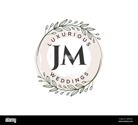 Jm Initials Letter Wedding Monogram Logos Template Hand Drawn Modern Minimalistic And Floral