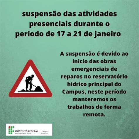 suspensão das atividades presenciais durante o período de 17 a 21 de