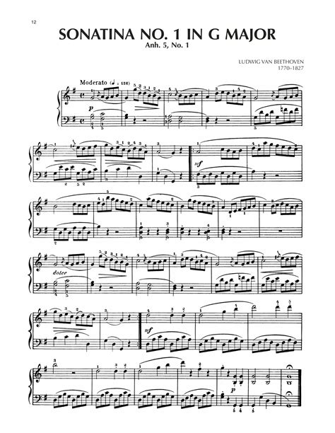 Sonatina In G Major Anh 5 No 1 By Ludwig Van Beethoven Sheet Music