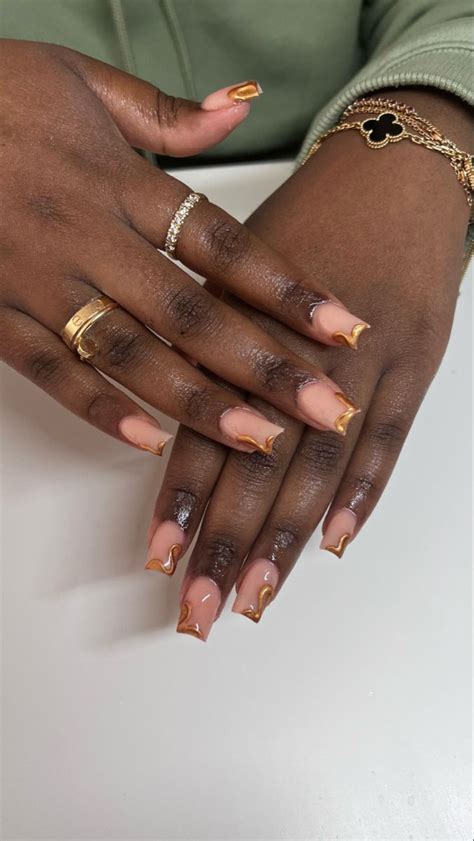 Gold Drip Drip Nails Gold Chrome French Tip Nails Gold Nails Black