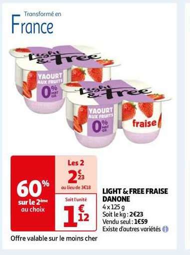 Promo Light Free Fraise Danone Chez Auchan Icatalogue Fr