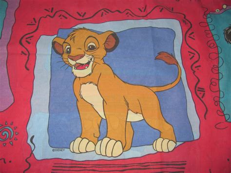 Vintage Disney Lion King Twin Flat Sheet Young Simba Nala Pumba