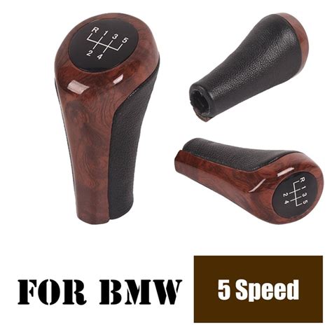 Speed Gear Shift Knob Wood Grain Leather For Bmw E E E E