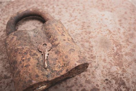 Old Rusty Key And Lock Vintage Door Padlock With Key Antique Key On