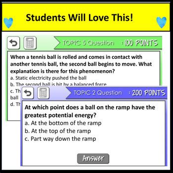 Energy Science Game Review NGSS Test Prep Editable Jeopardy Game