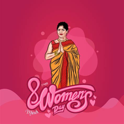 Premium Vector Happy Women Day Greeting With Beautiful Indian Woman