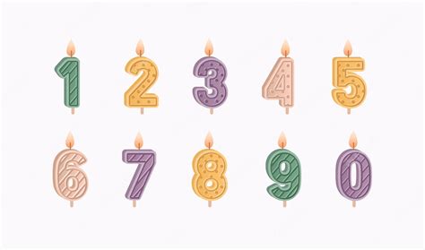 Premium Vector Numbered Birthday Candles Set For 1 2 3 4 5 6 7