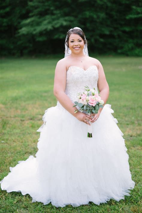 Davids Bridal Tulle Plus Size Wedding Dress With Ruffled Skirt Second Hand Wedding Dress Save