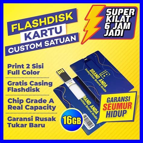 Jual Flashdisk Kartu Custom Satuan 16gb Garansi Tukar Baru Flash Disk