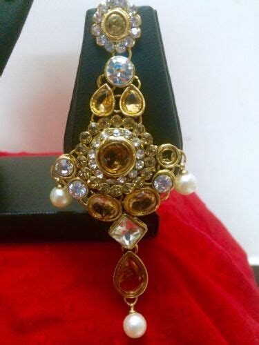 Indian Bollywood Style Diamante Kundan Pearl Gold Plated Bridal Jewelry