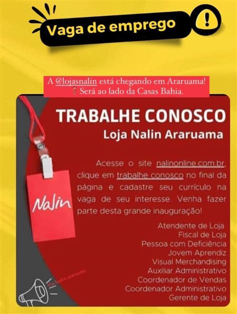 Nova Loja Que Vai Abrir Em Araruama Nalin Est Contratando Ser