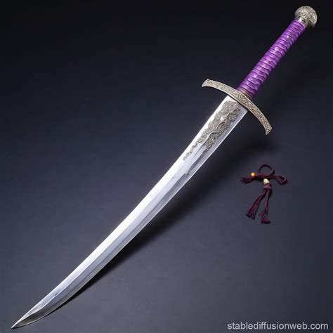 elegant double edged silver sword stable diffusion