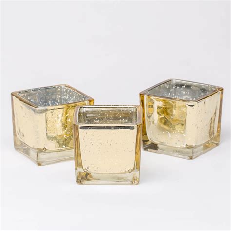 Richland Metallic Gold Mercury Square Votive Holder Set Of 12 Save On