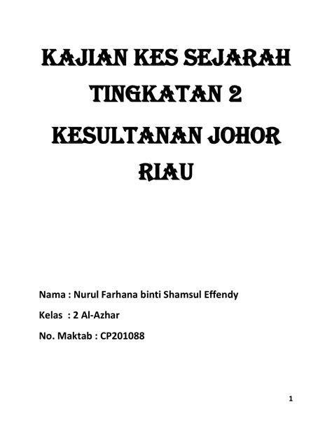 Kaedah Kajian Sejarah Form 2 Julia Lewis