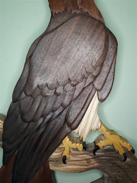 Red Tailed Hawk Wood Intarsia Scroll Saw Art Wall Hanging Etsy