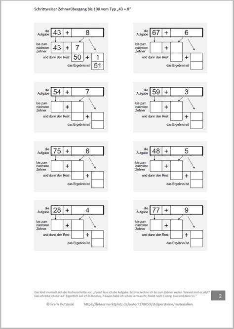 Schrittweise Addition Im Zahlenraum Bis 100 Vom Typ ZE E Zehner Einer