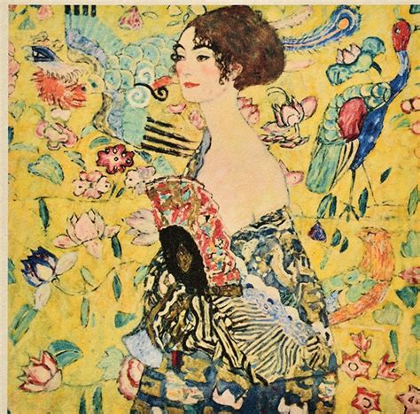 Gustav Klimt Lady With Fan Lithograph Limited Edition Etsy