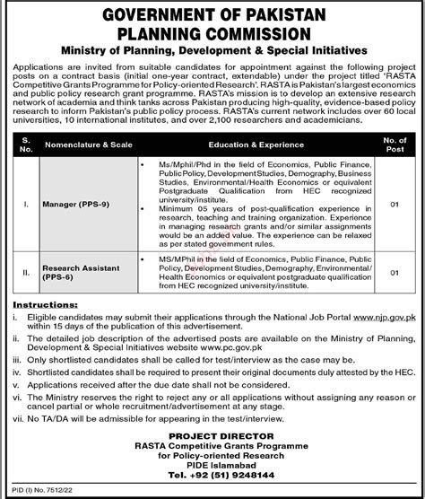 Planning Commission Islamabad Jobs 2023 2024 Job Advertisement Pakistan