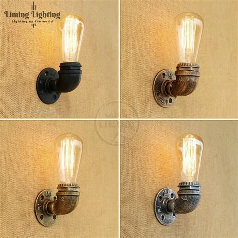 L Mpara De Pared Retro Steampunk Tubo Tipo Loft Negro Marr N Bronce