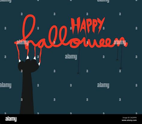 Happy Halloween Black Cat Nail Scratch Vector Illustration Stock Vector