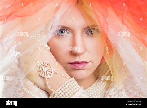 Beautiful Woman With Pearls Stock Photo Alamy