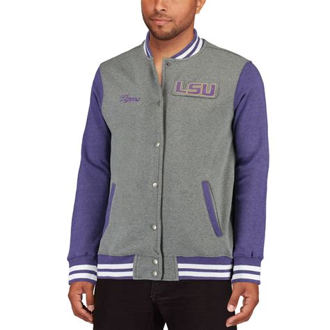 Mens Fanatics Branded Graypurple Lsu Tigers Letterman Varsity Tri