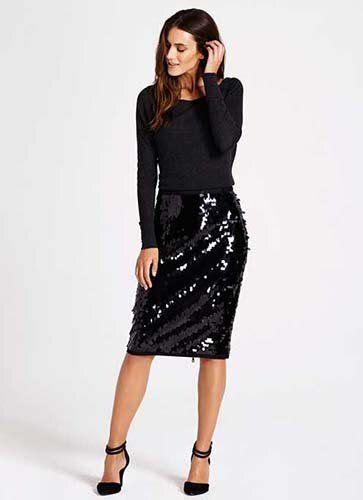 6 Effortlessly Chic Ways To Wear Sequins Everyday Black Sequin Skirt