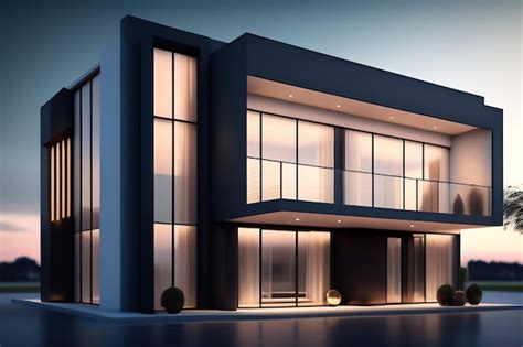 Premium Ai Image A Modern House With A Large Window And The Word Home